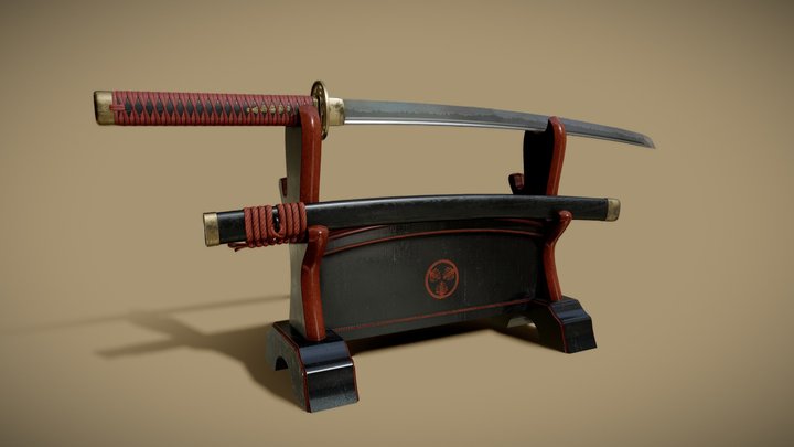 Katana On Stand (Samurai Sword) 3D Model