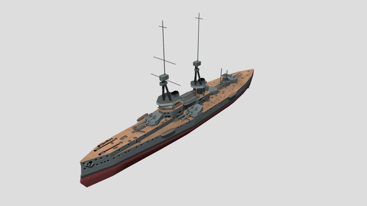 HMS Bellerophon Class 1909 3D Model