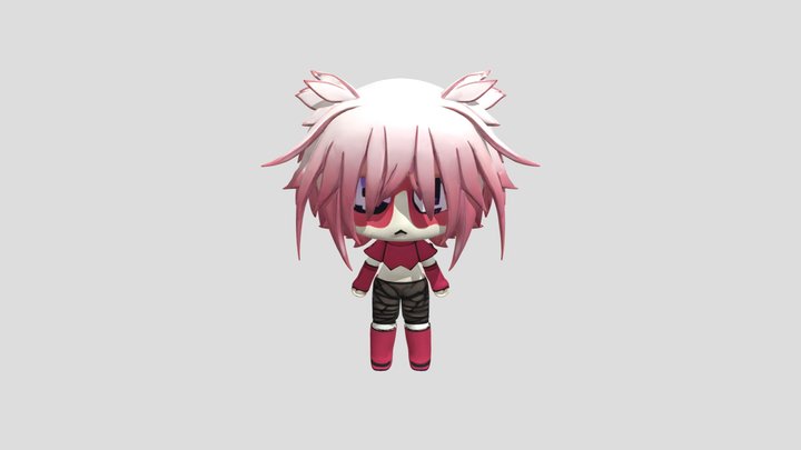 Chibi-style humanoid with pink hair 3D Model