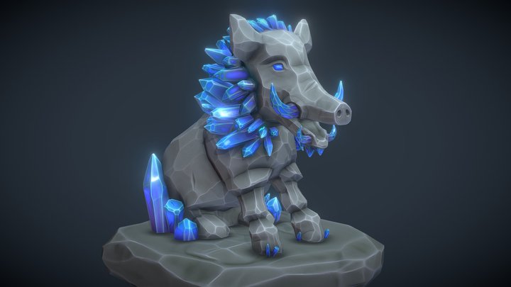 Crystal Boar Statue 3D Model