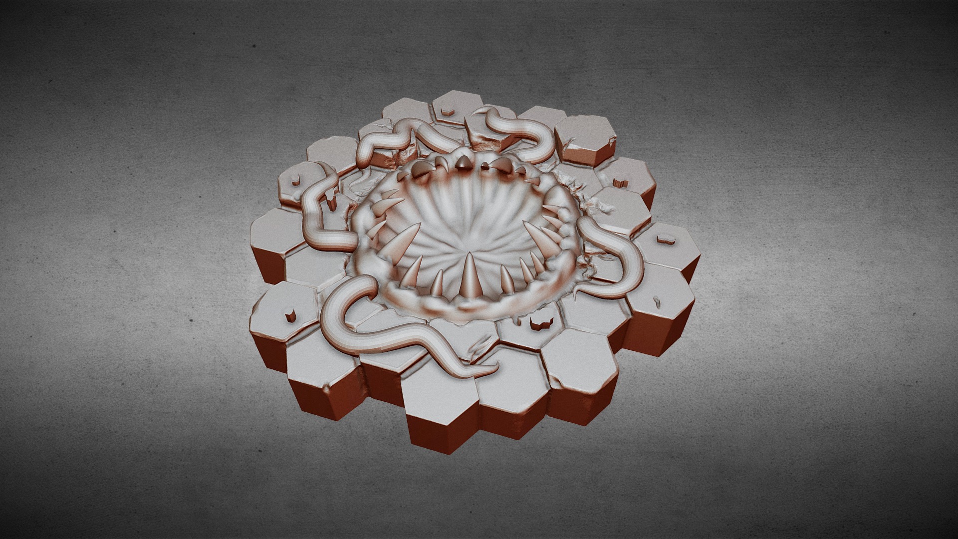 3D model Danger_Hex - This is a 3D model of the Danger_Hex. The 3D model is about a red and white flower.