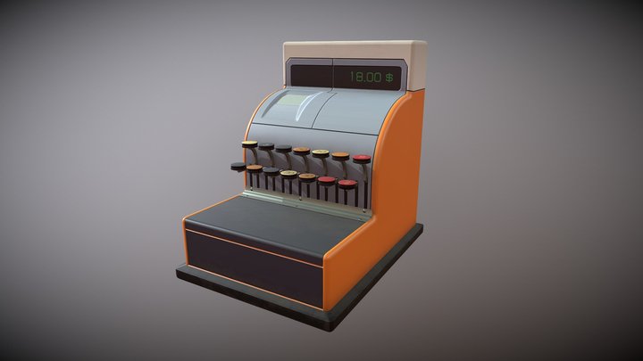 Stylised Old Cash Register 3D Model