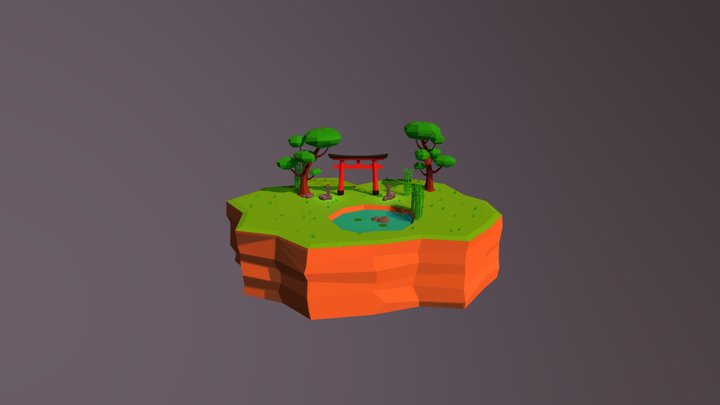 Low Poly Japanese Torii 3D Model