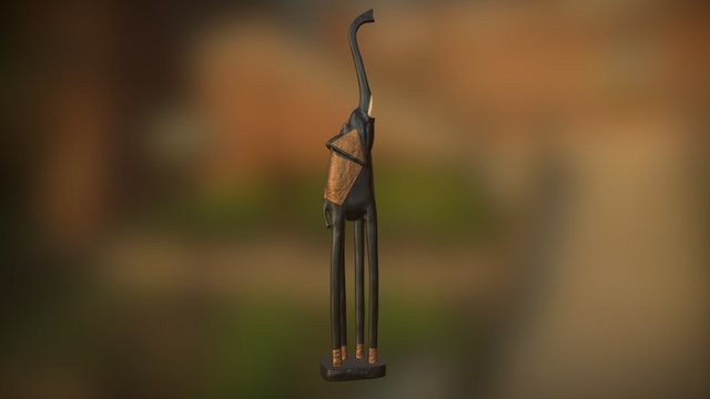 Gilded Wooden Elephant Statue 3D Model