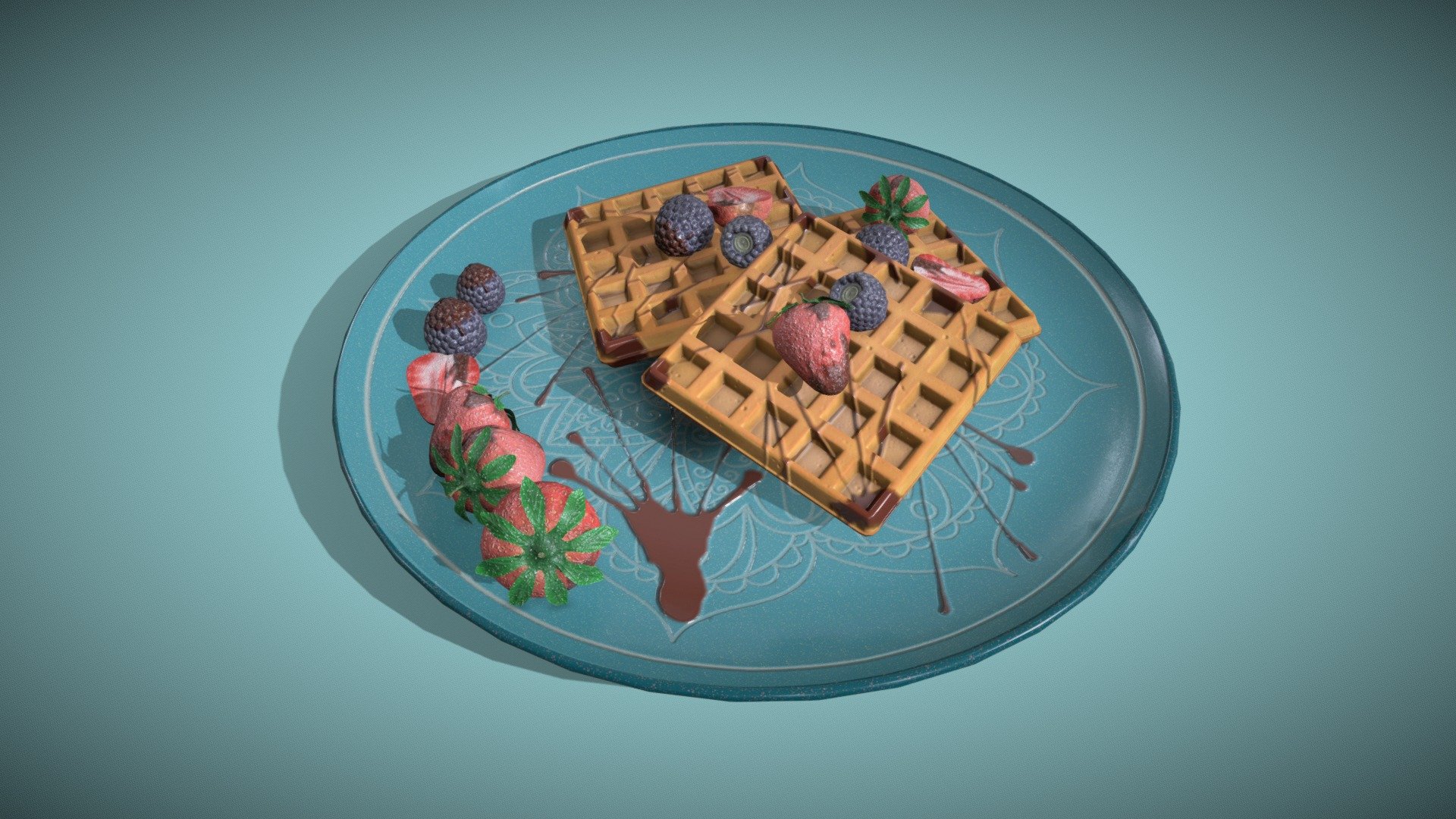 Belgian waffle! - Download Free 3D model by anjikosanagi (@anjikosanagi) [6ef6c64] Belgian waffle! - Download Free 3D model by... 