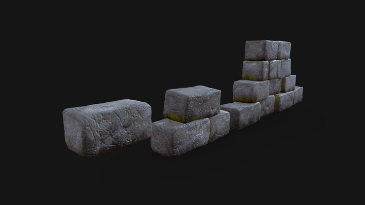 Medieval bricks wall 3D Model