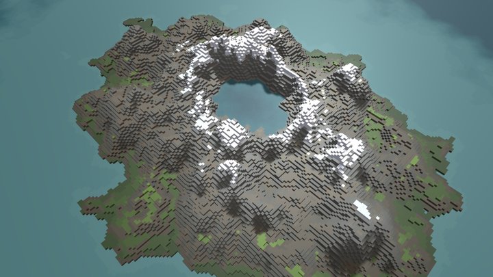 Voxel Volcanic Island 3D Model