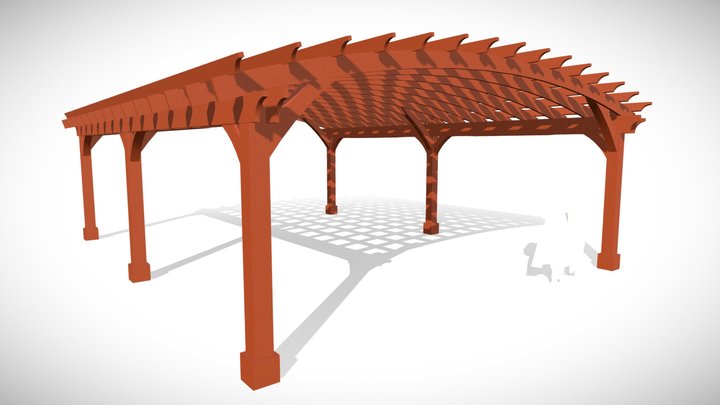 Arched Open Sky Pergolas 30'L x 24'W 3D Model