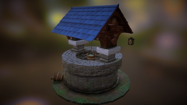 Textured Wishing Well 3D Model