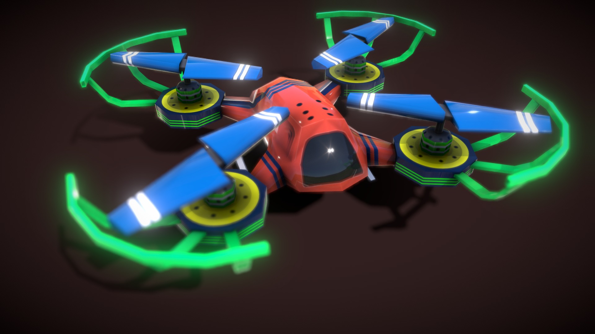 3D model Flycam Cartoon 1 - This is a 3D model of the Flycam Cartoon 1. The 3D model is about a toy helicopter with a blue light.