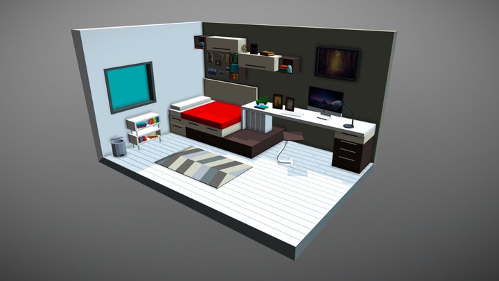 Low Poly Room 3D Model