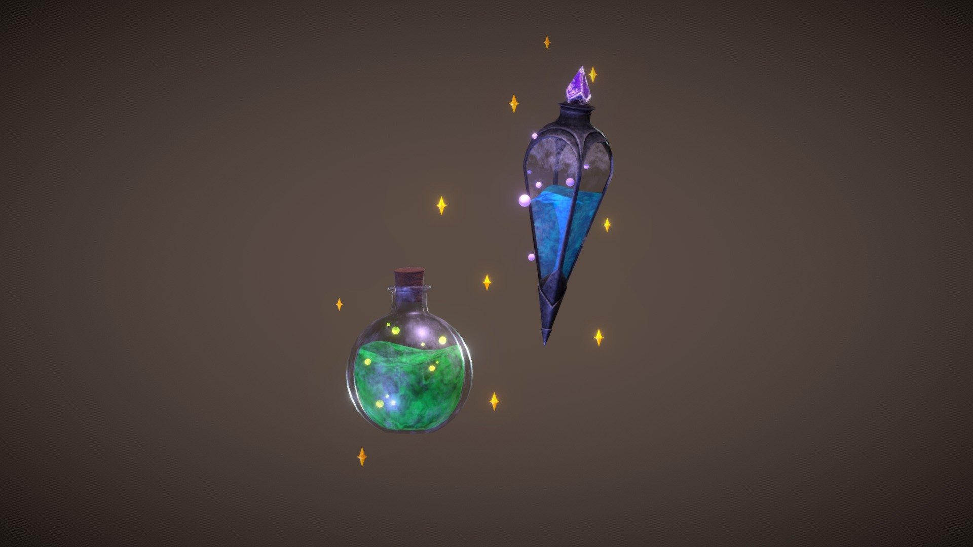 Potion Flasks - 3D model by Shay (@dreamingScarlett) [6f00401] - Sketchfab