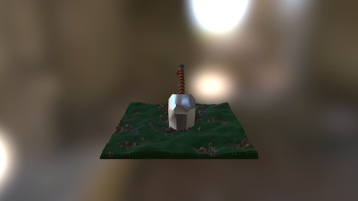 Thor's Hammer (with Stand) 3D Model