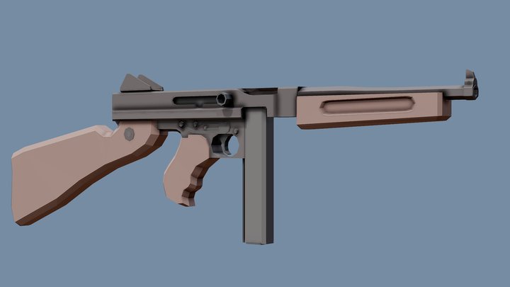 Low-Poly Thompson M1A1 – Modelo 3D gratuito STL