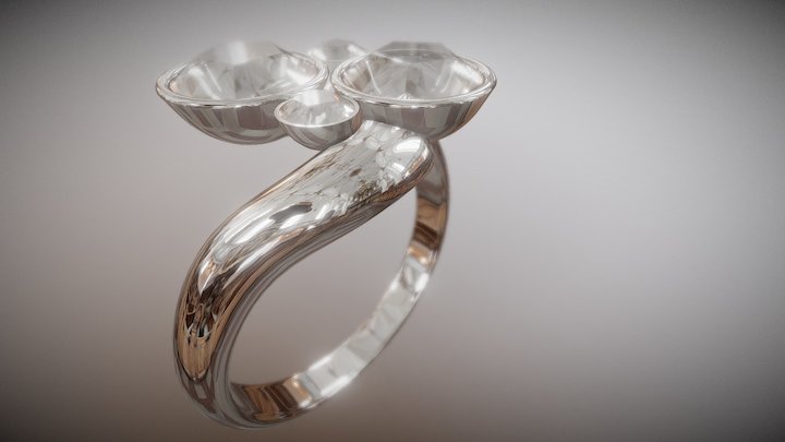 Cross diamond ring 3D Model