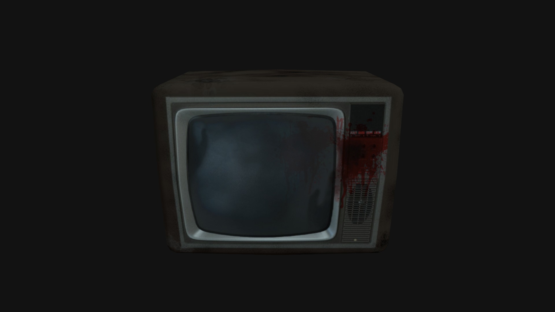 3D model Old TV for Horror Games - This is a 3D model of the Old TV for Horror Games. The 3D model is about a white rectangular object with a screen.