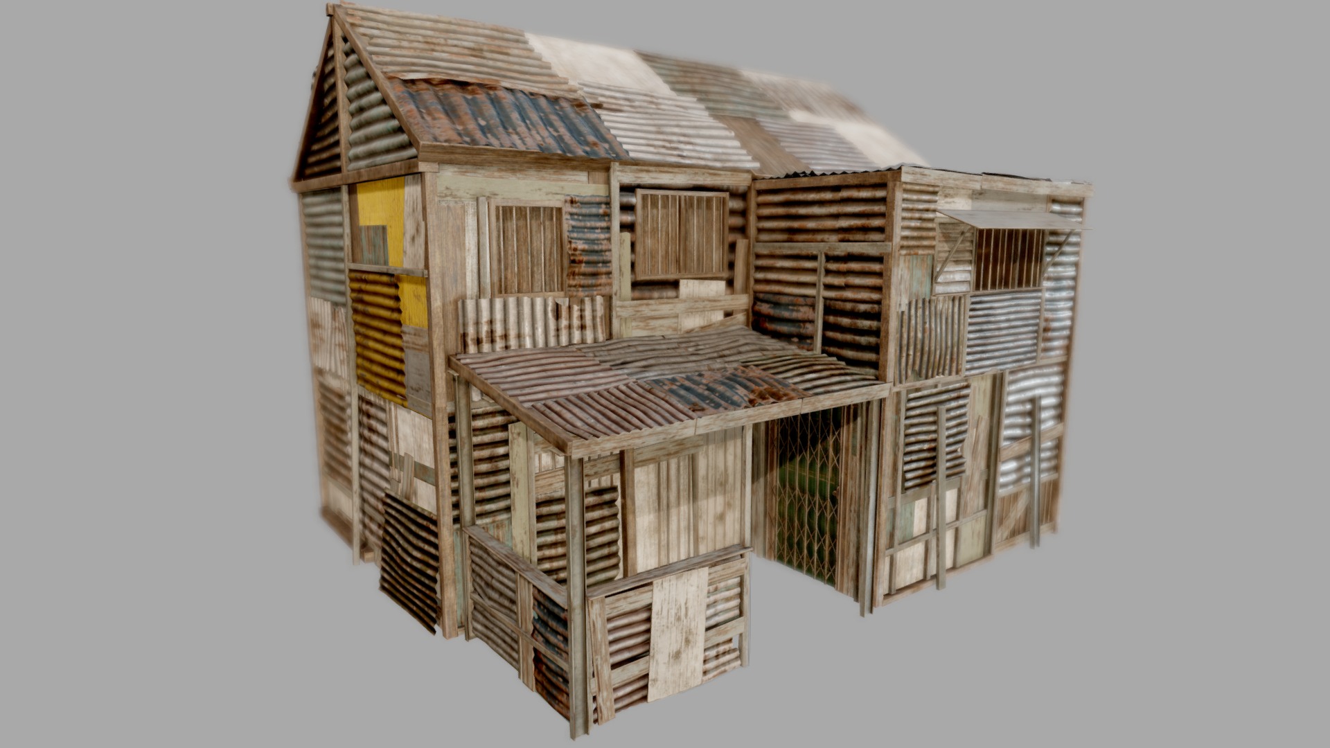 3D model Squatter House 05 PBR - This is a 3D model of the Squatter House 05 PBR. The 3D model is about a wooden house with a window.