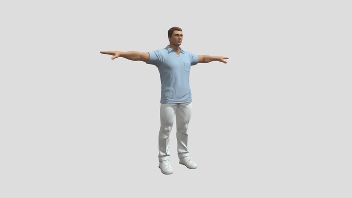 male character in blue scrubs 3D Model