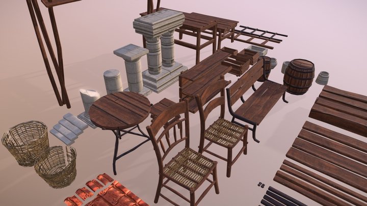 Props for Greek Street Corner Byzantine inspired 3D Model