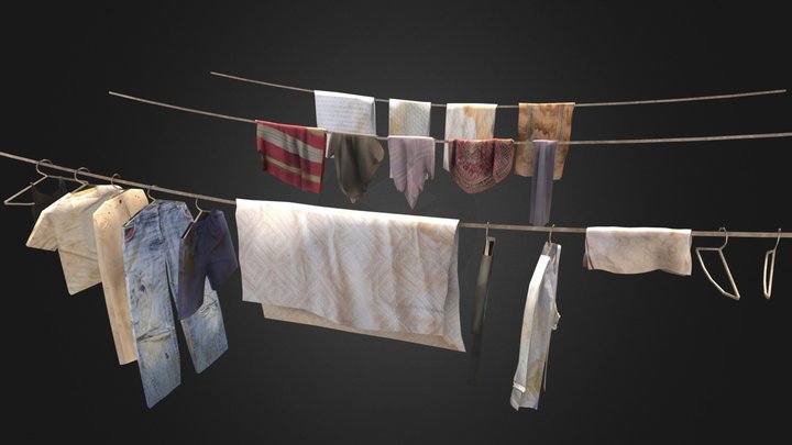 Laundry Clothesline 3D Model