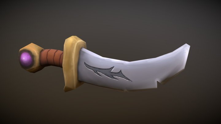 Hand painted low poly dagger 3D Model