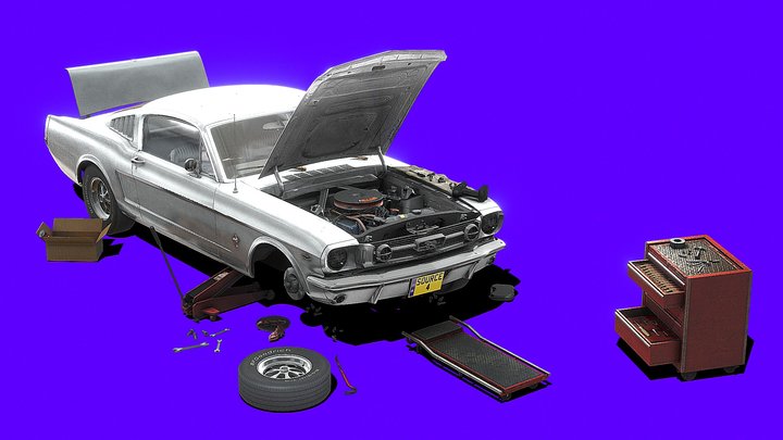 Shelby GT500 1967 Repair Scene 3D Model