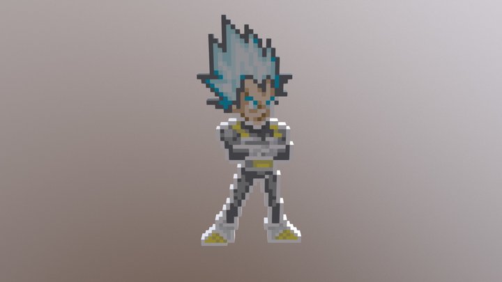 Vegeta Super Saiyan Blue 8-bit Game Character 3D Model