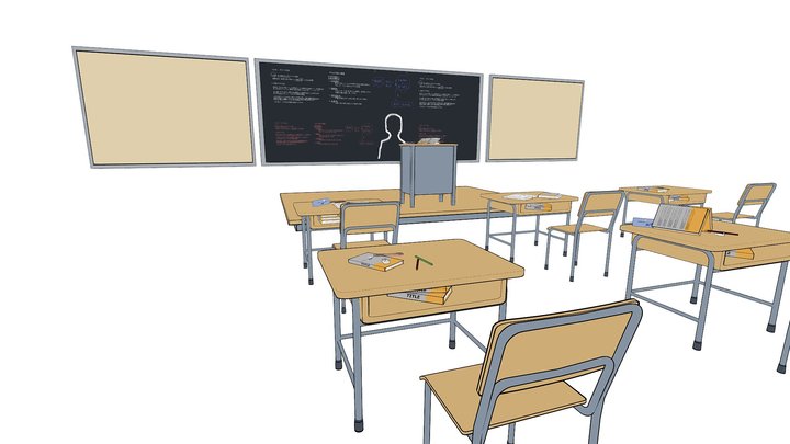 Anime Classroom 3D Model