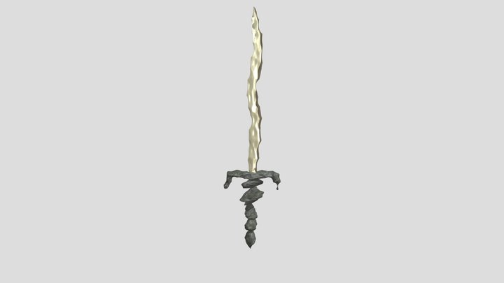 sword with rocky handle and jagged blade 3D Model
