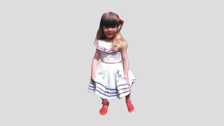 young girl in a dress smiling 3D Model