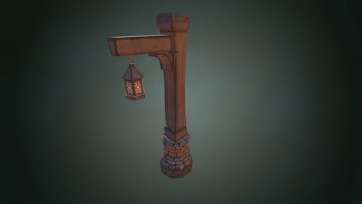 Lamp Post w/ Handpainted Textures 3D Model
