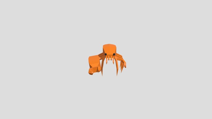 Low Poly Shrimp Pistol 3D Model