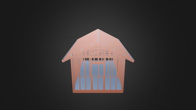 Framed Building with Gable Roof 3D Model