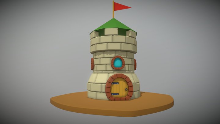 Low poly medieval tower 3D Model