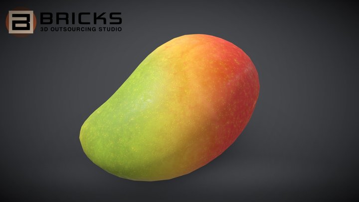 3D model rotten mango VR / AR / low-poly