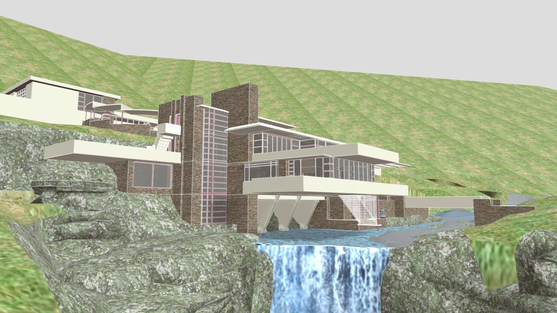 Fallingwater House - Frank Lloyd Wright - Download Free 3D model