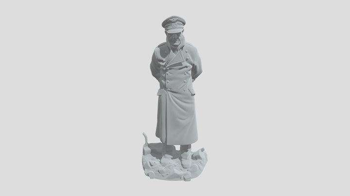 Nazi Officer on Rubble 3D Model