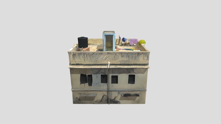Residential rooftop with items and plants