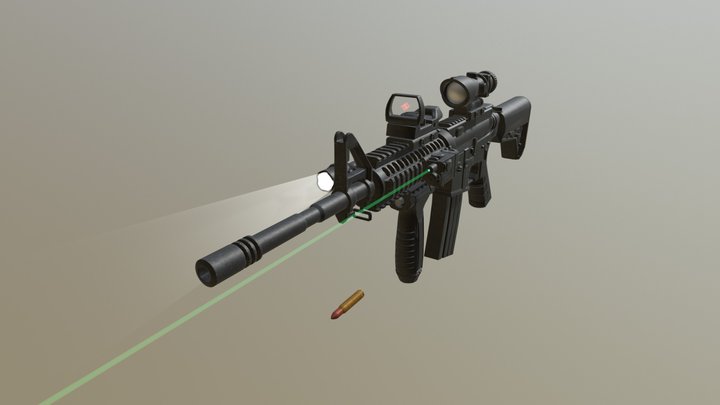 M4 Carbine assault rifle 3D Model