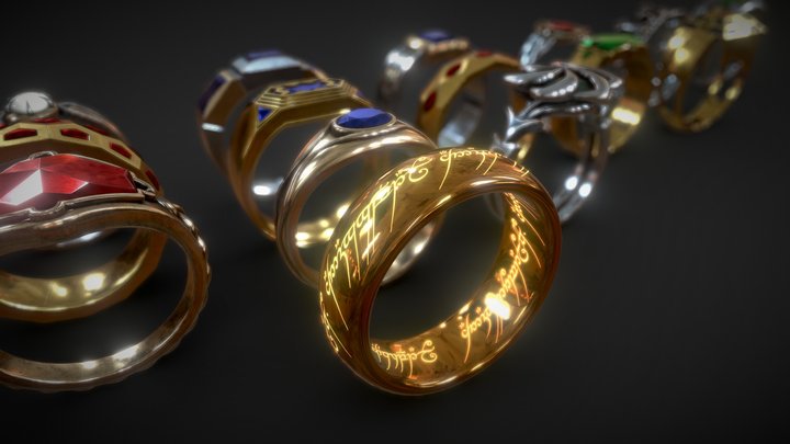 Fantasy Rings 3D Model