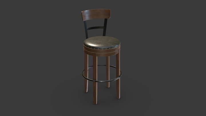 Pinnadel Bar Height Bar Stool D542-130 3D Model