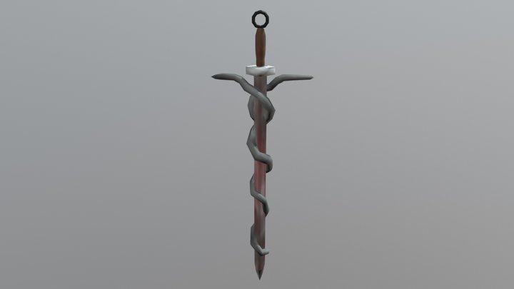 Sword with coiled structure 3D Model