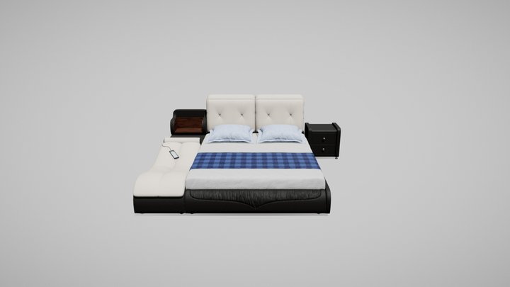Leather bed with massage chair. – Free 3D Model STL