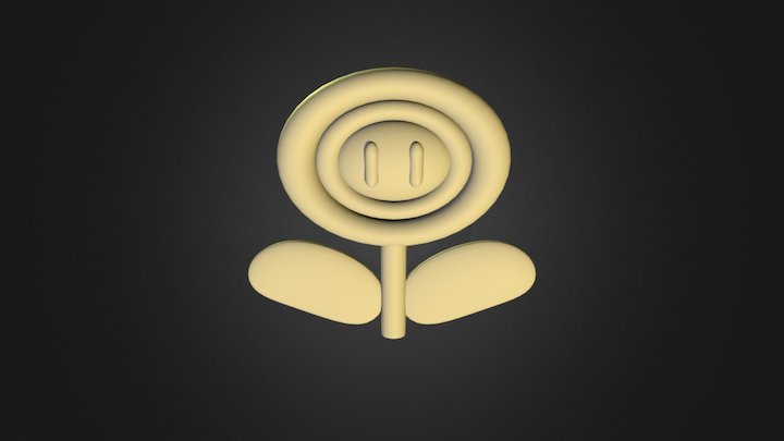 3-Point lit Fire Flower 3D Model