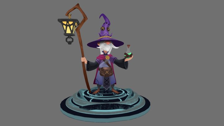 Old Wizard Hand Painted 3D Model