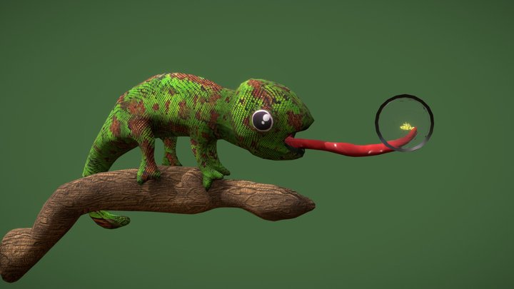 Chameleon Low Poly 3D Model
