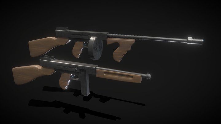 1940's Tommy Gun and Thompson SMG 3D Model
