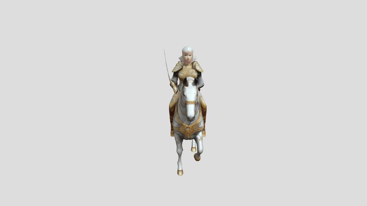 knight on horseback with sword 3D Model
