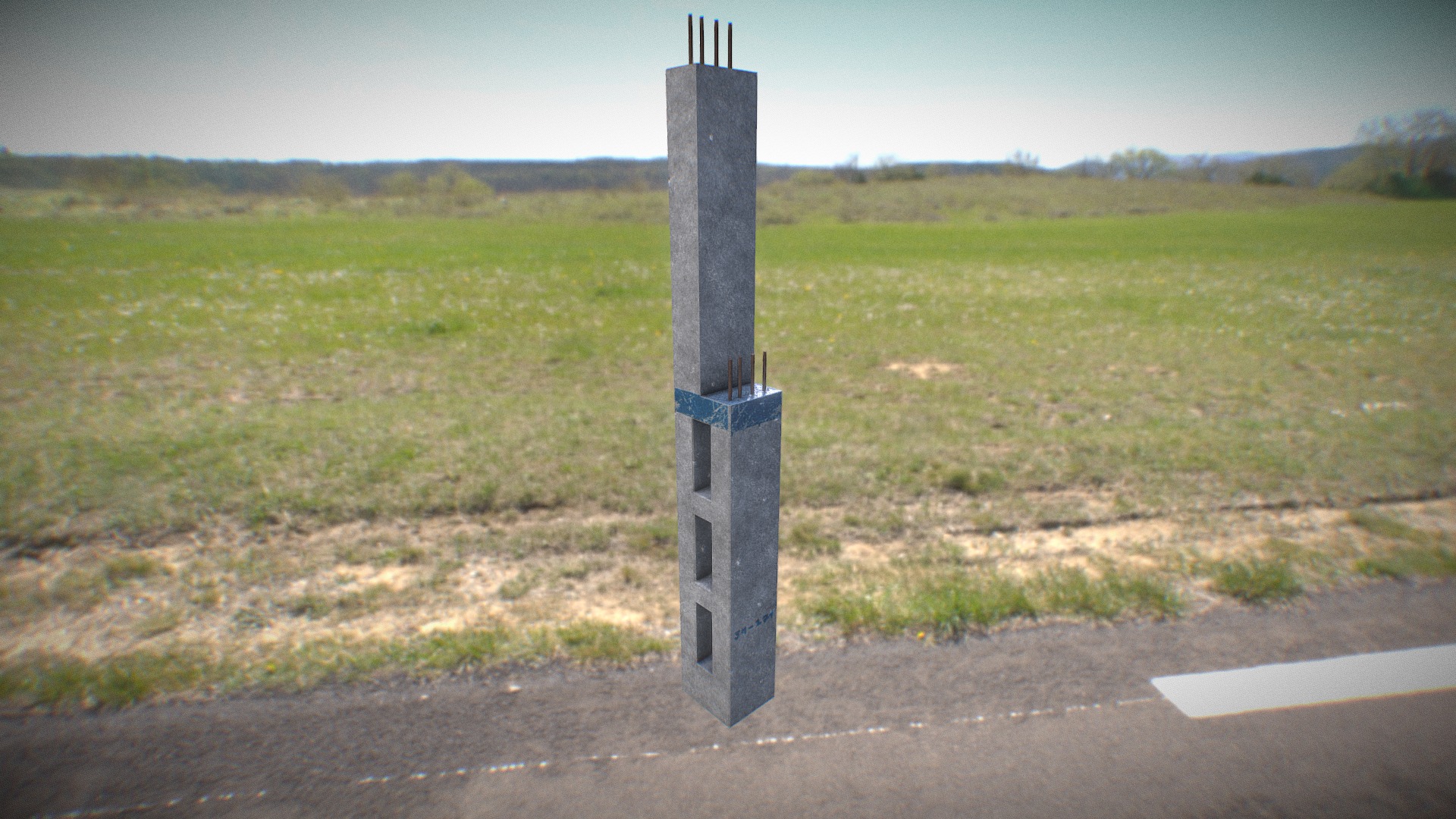 3D model Reinforced concrete column - This is a 3D model of the Reinforced concrete column. The 3D model is about a post in a field.