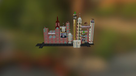 Art- Deco Sci- Fi City Example Scene 3D Model